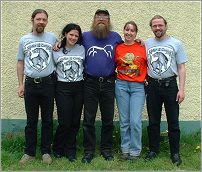 Satisfied customers show off new shirts, Herne's Cottage, Kells, Co. Meade