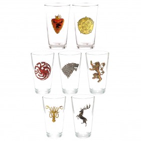 Game of Thrones Distressed House Sigil Pint Glasses [Set of 7]